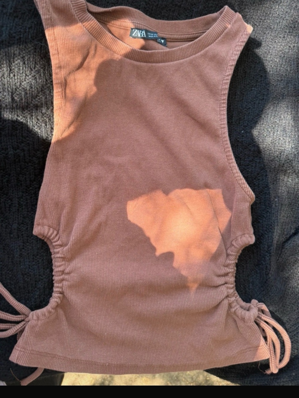 Zara Kids Ribbed Rust-Tone Tank One-Piece with Side Ties
